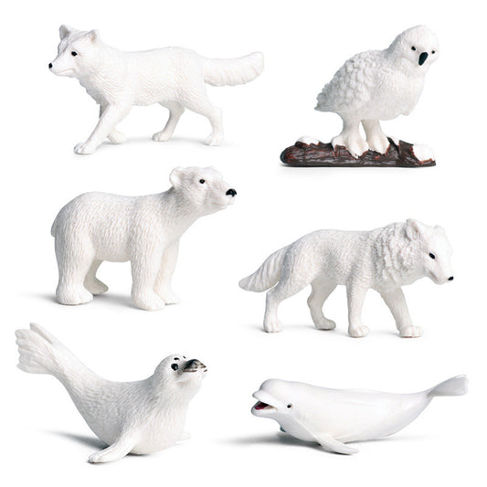 Pack of 6 Arctic Animal Figures Toy Set Educational Wildlife Playset for Kids