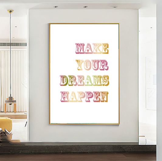 30cm Make Your Dreams Happen Inspirational Wall Art Canvas