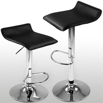 Set of 2 Modern PU Leather Kitchen Bar Stools Black