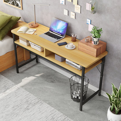 Space-Saver Narrow Console Table Wood and Metal Desk Oak