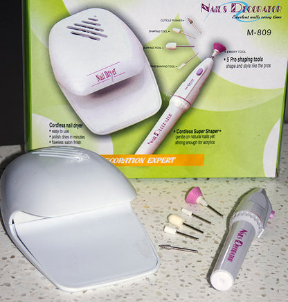 Professional Nail Dryer Salon Decorator Shaper Manicure Kit for Perfect Nails