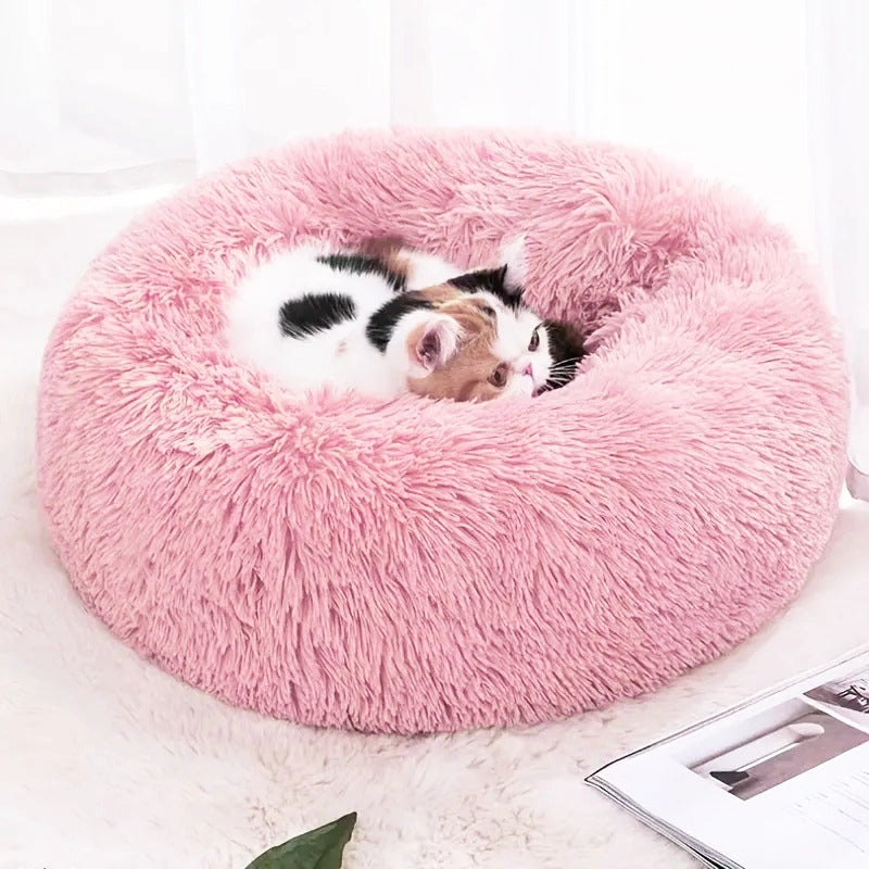 50cm Cozy Plush Soft Fluffy Pet Bed for Dogs and Cats Pink