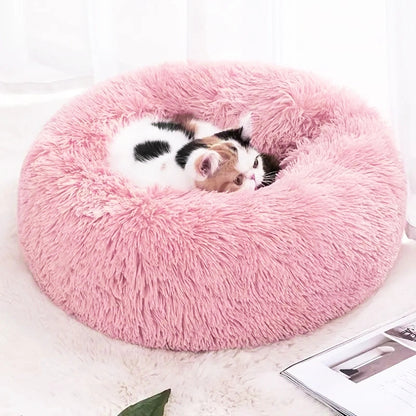 40cm Cozy Plush Soft Fluffy Pet Bed for Dogs and Cats Pink