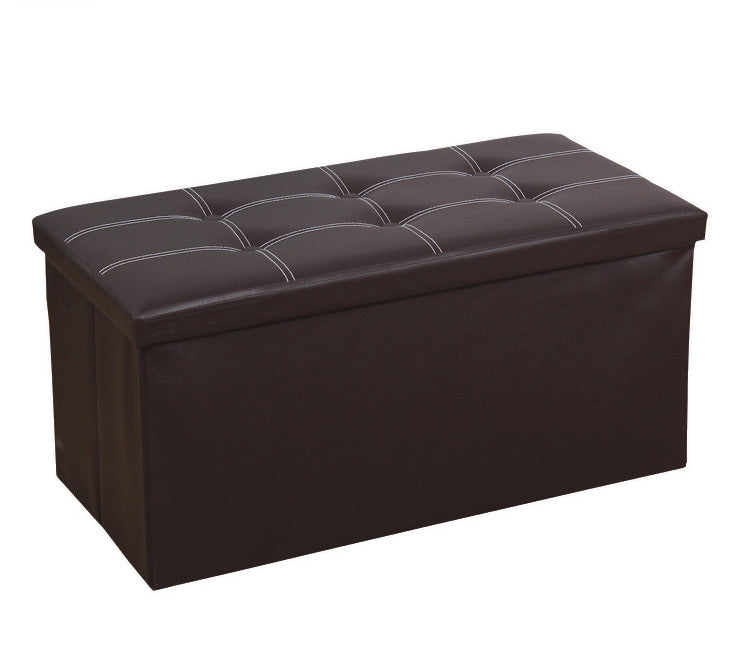 XL Foldable PU Leather Storage Ottoman Dark Brown