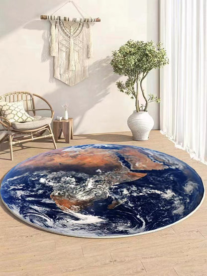 Luxury Plush Comfort Infinity Round Earth Planet World Rug