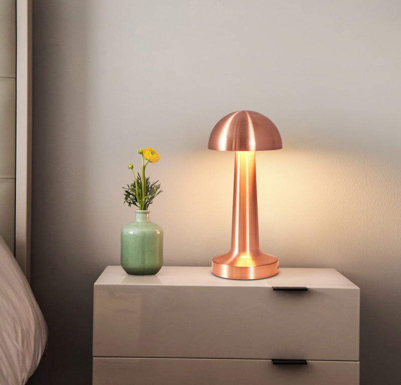 Cordless LED Touch Sensor Table Lamp Rose Gold Dome Night Light