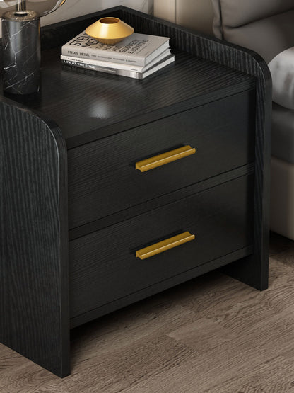 Stylish 2-Drawer Bedside Table Nightstand Black