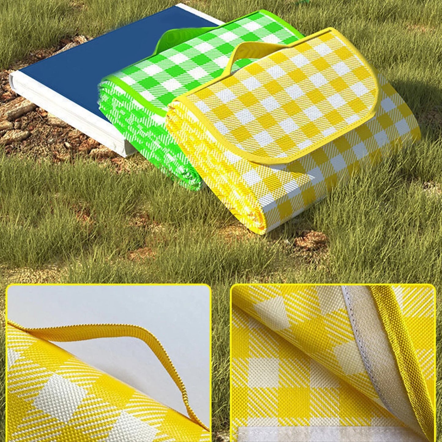 2m x 1.5m Large Foldable Waterproof Outdoor Picnic Blanket Camping Beach Mat Yellow