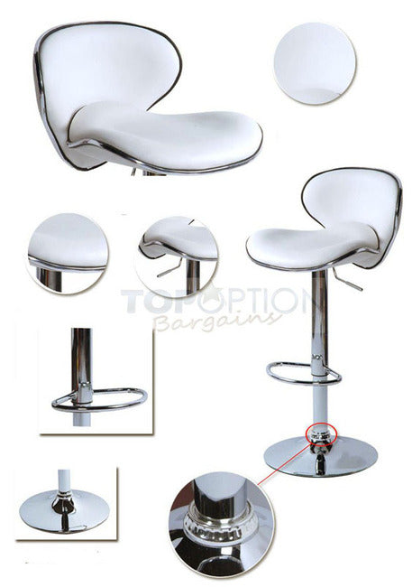 Set of 2 Designer PU Leather Bar Stools Modern White