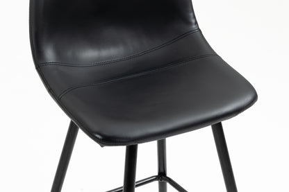 Set of 2 Modern Faux Leather Bar Stools Black