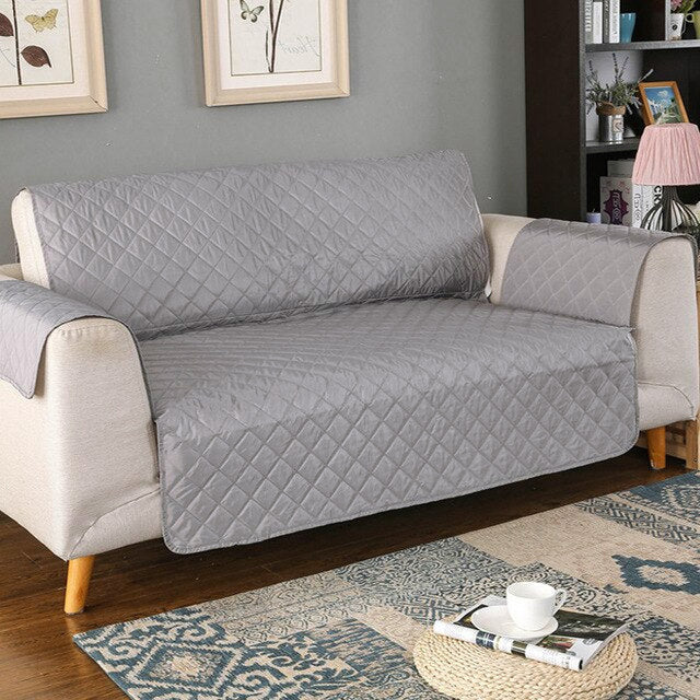 2-Seater Quilted Sofa Slipcover Water Resistant Couch Protector Grey