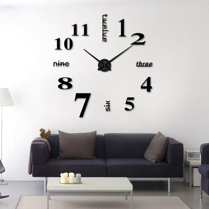 Large Modern DIY Wall Clock Home Decoration Black