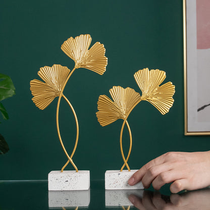 Elegant Ginkgo Leaves Sculpture Home Office Decor