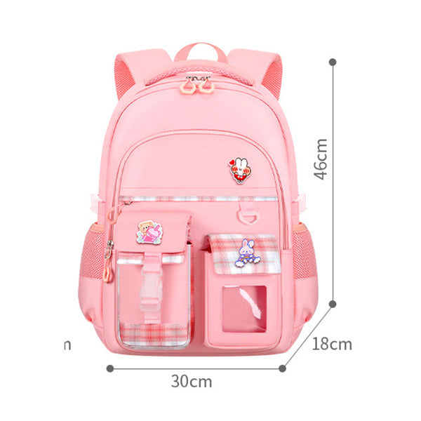 Large Deluxe Backpack Girl's Cute School Bag with Plushie and Accessories Pink