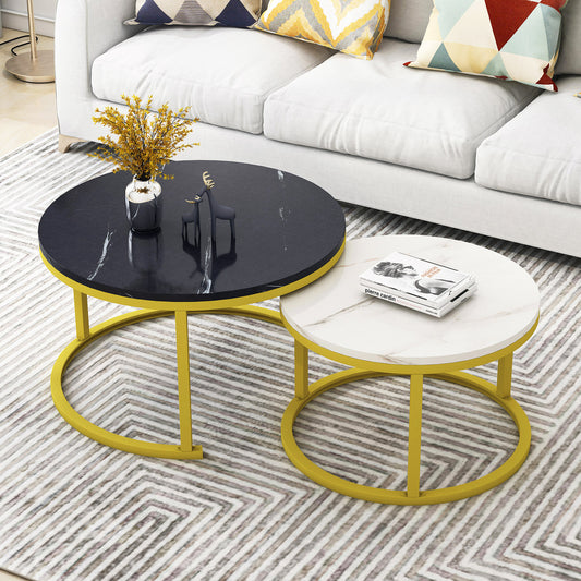 Luxor 2-in-1 Designer Marble Look Nested Coffee Tables