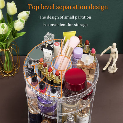 360 Degree Rotating Crystal Diamond Makeup Organizer for Jewelry and Cosmetics