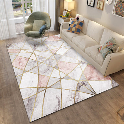 XL Extra Large 300 x 200 Luxury Plush Comfort Pink Marble Rug Carpet Mat