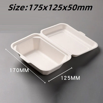 Pack of 50 Biodegradable Disposable Food Containers with Lid Eco-Friendly