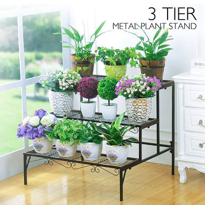 Elegant Metal Garden Plant Stand Shelf Display Rack Flower Pot Holder Organizer