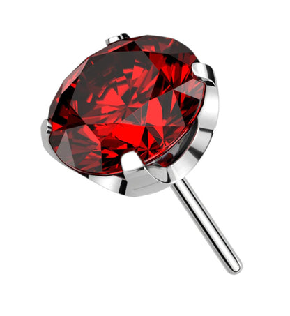 Sterling Silver 2 Carats CZ Diamond Stud Earrings Elegant Ruby