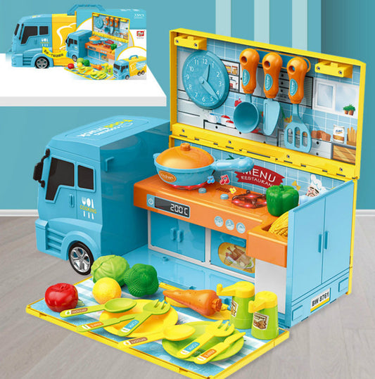 Kids Food Truck Kitchen Cooking Play Set 33-Piece Fun Toy for Imaginative Play