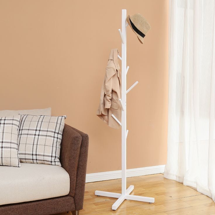 Freestanding Metal Coat Hat Rack Tree Organiser White