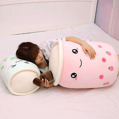 40cm Bubble Tea Plush Toy Boba Cuddly Doll Pillow Cushion Pink