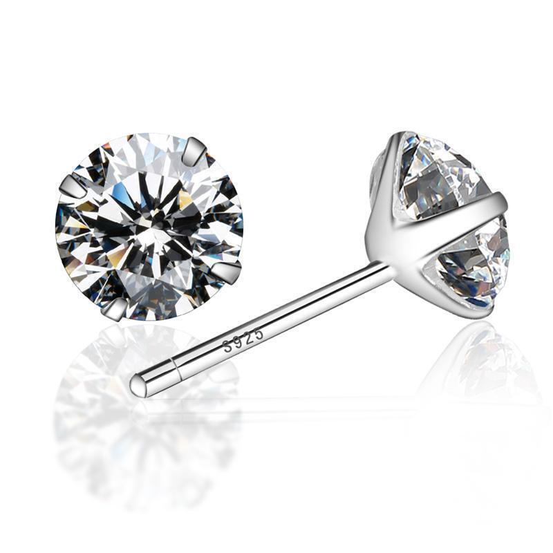 S925 Sterling Silver 1 Carat CZ Diamond Stud Earrings