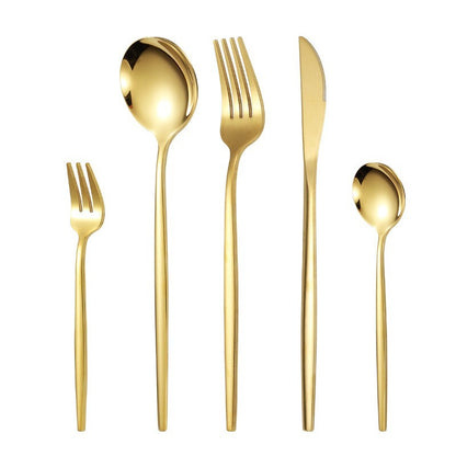 30 Piece Stainless Steel Cutlery Set Elegant Gold Flatware for Kitchen Dining