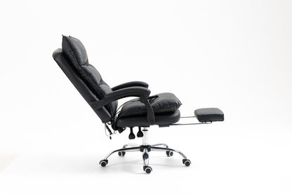 Luxury Executive Reclining Office Chair with Foot Rest and Massager Black