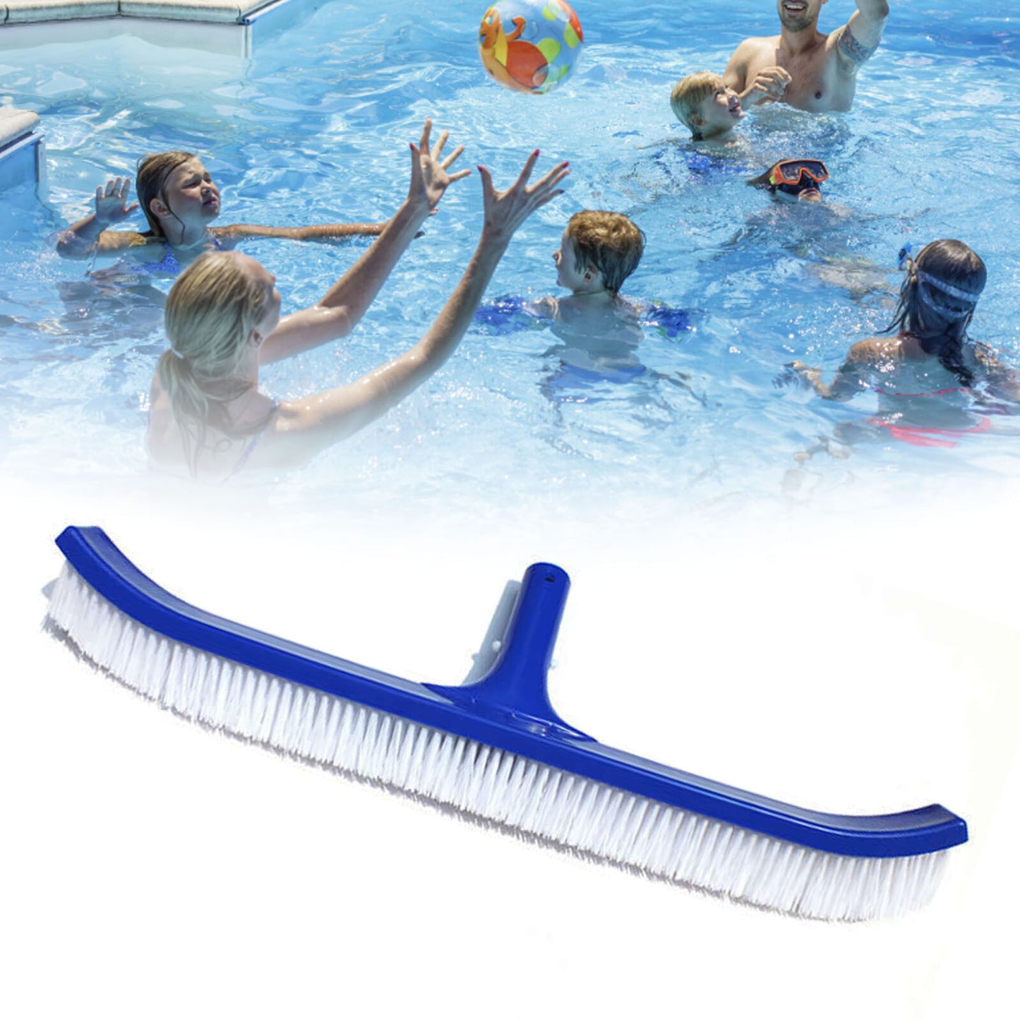 45cm Curved Pool Brush with Nylon Bristles for Effortless Pool Wall Cleaning