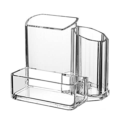 Clear Acrylic Desk Organizer with Pen and Business Card Holder for Office Essentials