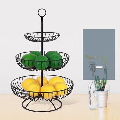 Elegant 3-Tier Metal Fruit Basket Plate Bowl Kitchen Buffet Food Tray Black