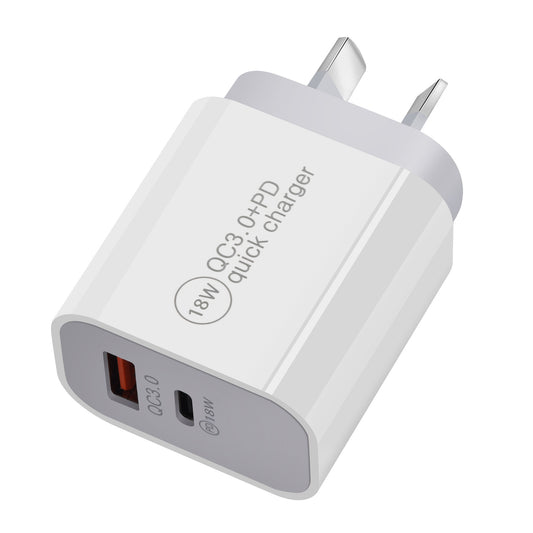 18W Fast Charger USB C PD & USB-A QC Wall Adapter for iPhone Android AU Plug