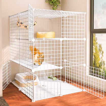 Large Pet Home Cat Cage Metal Wire Kennel Playpen Exercise Crate White