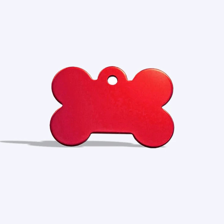 Personalized Dog Bone Shaped Aluminum ID Tag for Pets Red