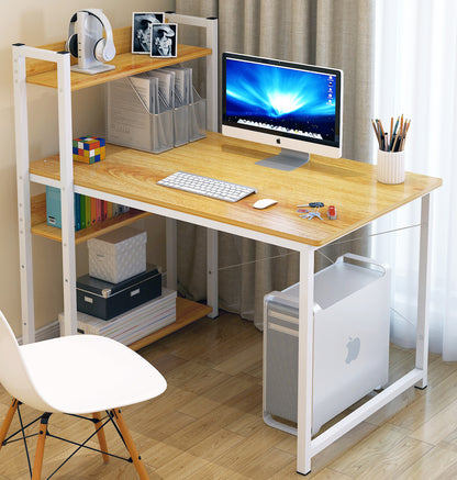 Modern Workstation Computer Desk with Storage Shelves Oak