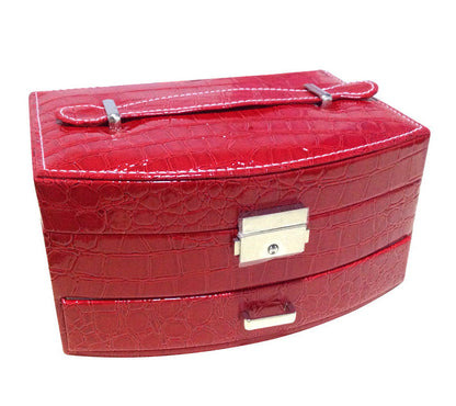 Elegant Red PU Leather Jewellery Storage Case