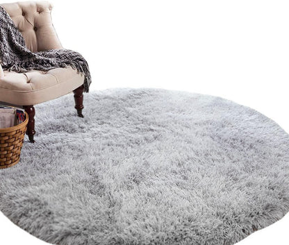 Infinity Round Soft Comfort Shag Rug Platinum