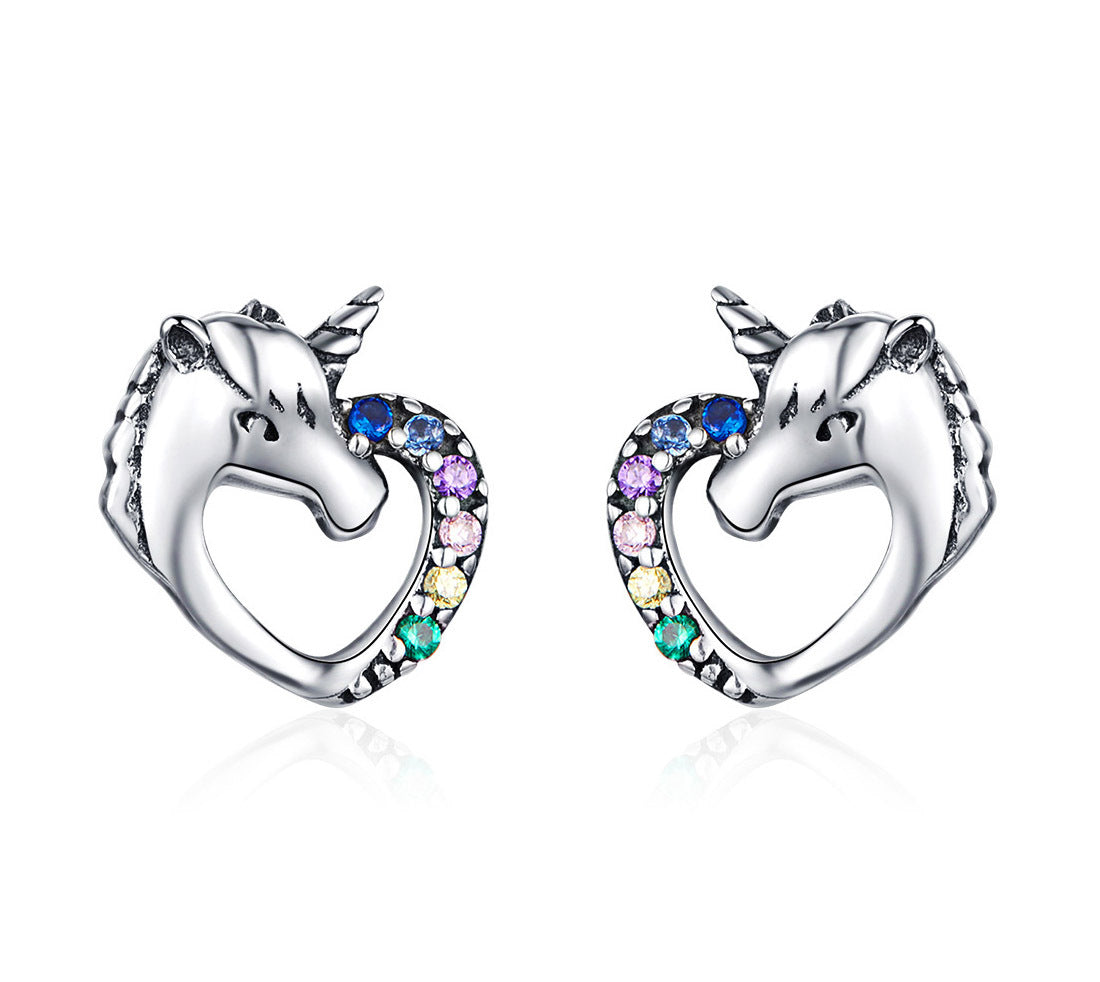 Sterling Silver Unicorn Stud Earrings for Women and Girls