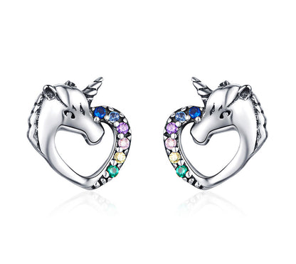 Sterling Silver Unicorn Stud Earrings for Women and Girls