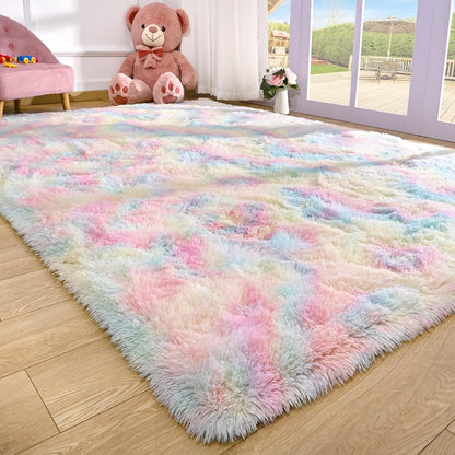 4m Extra Large 400 x 200 Soft Comfortable Shag Rug Rainbow