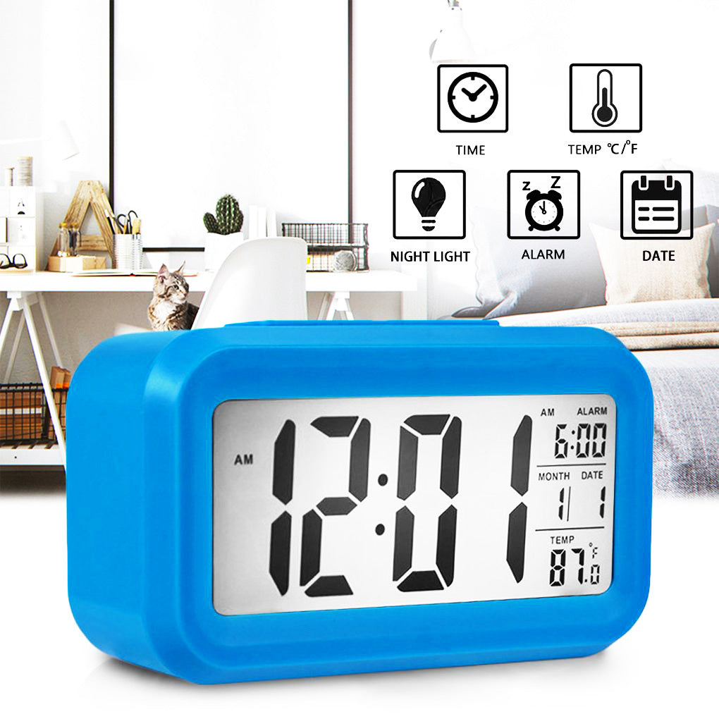 Smart Digital Sensor Alarm Clock with Automatic Light and Snooze Function Blue