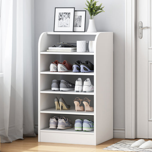 Extra Spacious 6-Tier Wooden Shoe Rack Storage Organizer Cabinet White