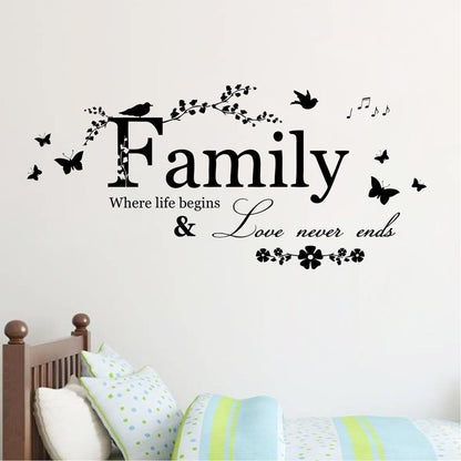 Inspirational Family Quotes Vinyl Wall Stickers DIY Home Decor Mural Art