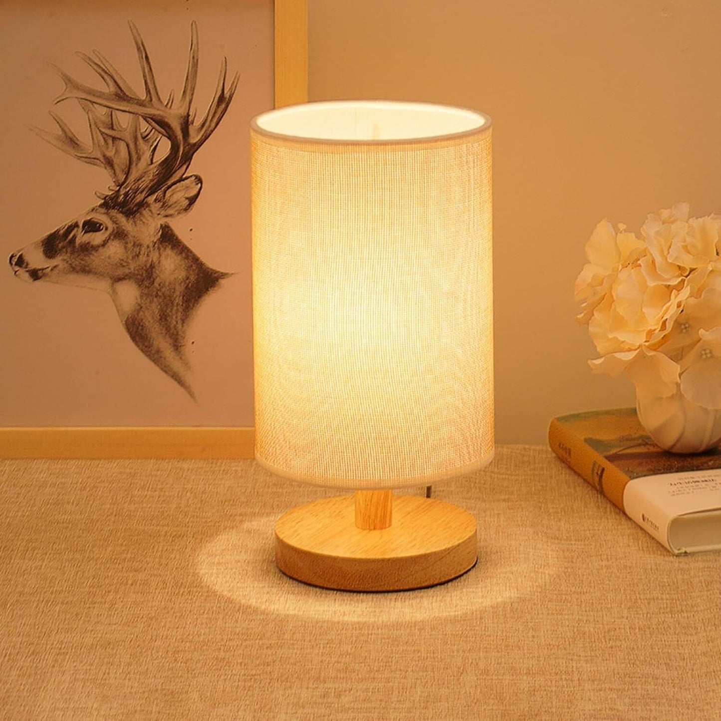 Elegant Wooden LED Table Lamp Night Light for Cozy Ambiance