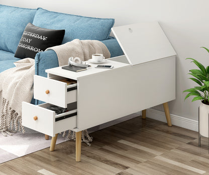 90cm Lift Top Coffee Table with Storage Drawers White