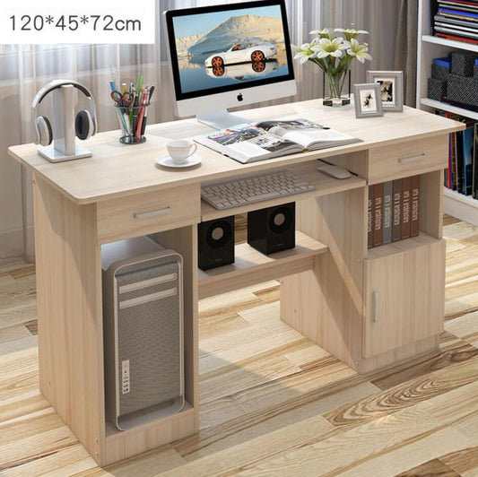 Modern Executive Office Desk with Storage Shelves White Oak