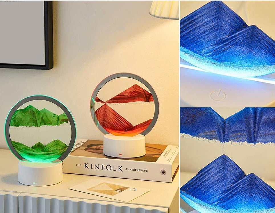 3D Moving Sand Art LED Table Lamp with Colour-changing Night Light