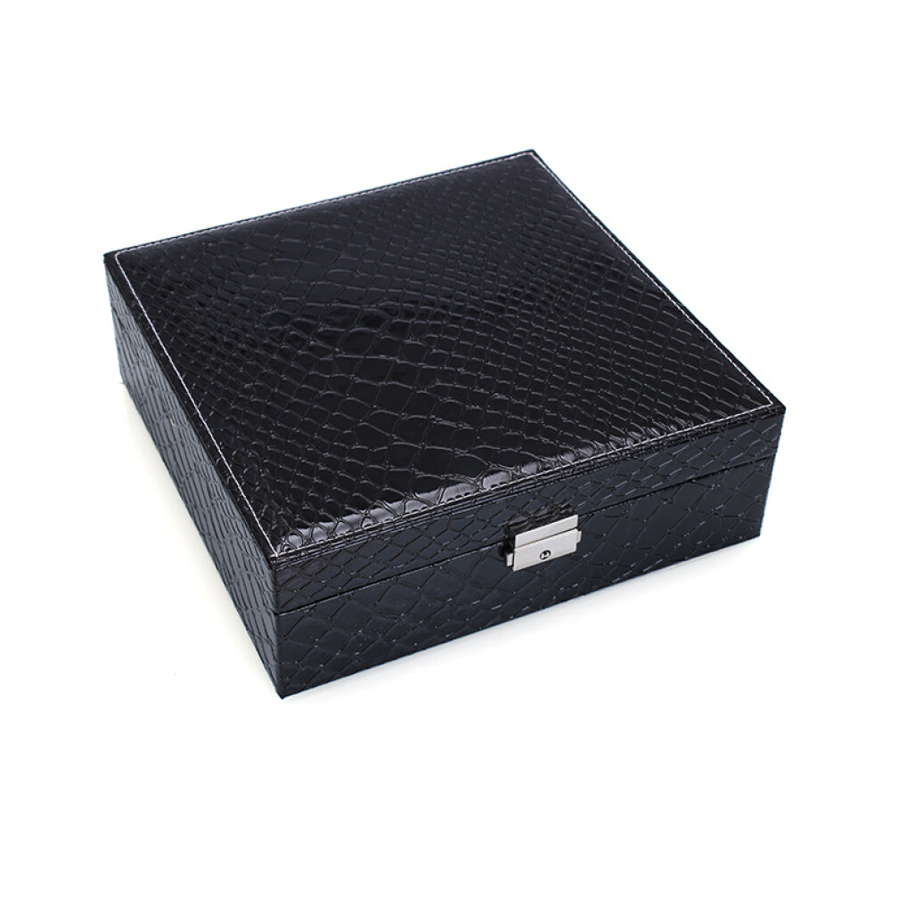 Luxury Crocodile Leather Jewellery Box Organizer Black